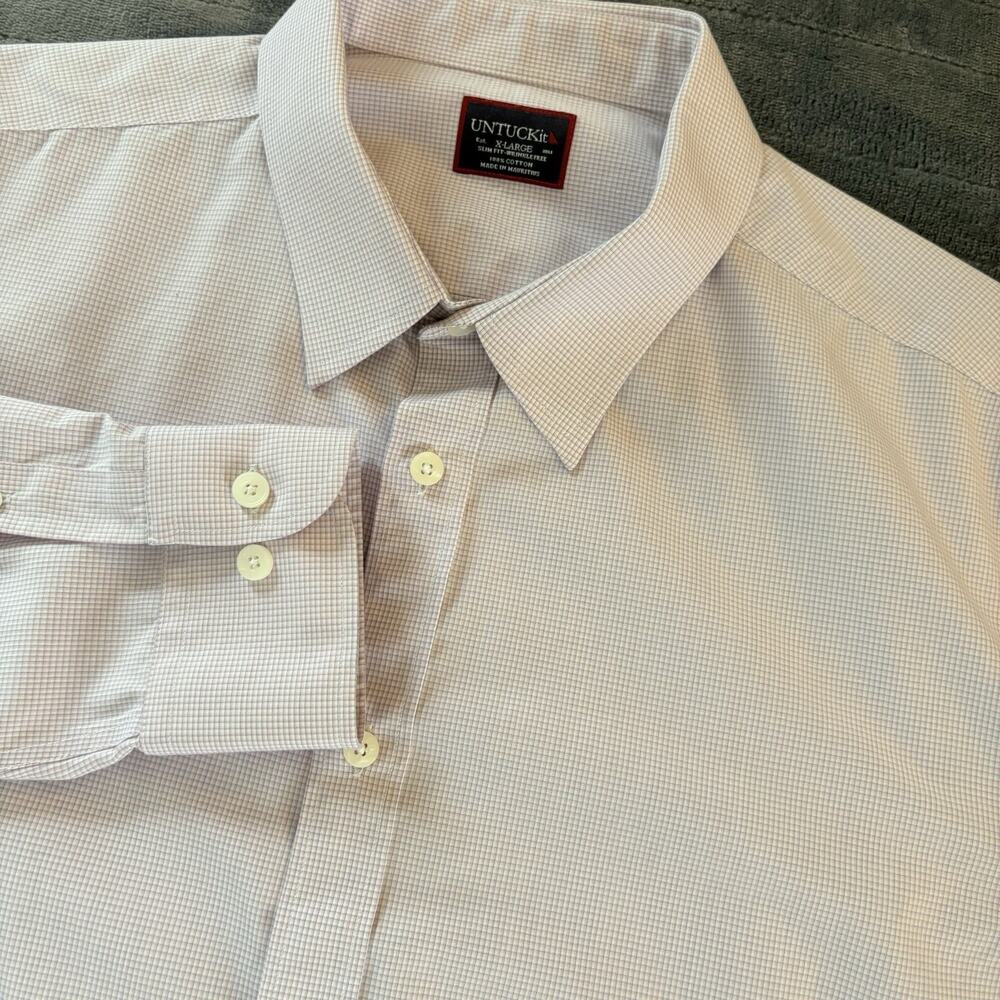 UNTUCKit Slim Fit Wrinkle Free Stonington Button Up Shirt Size XL Pink Checked